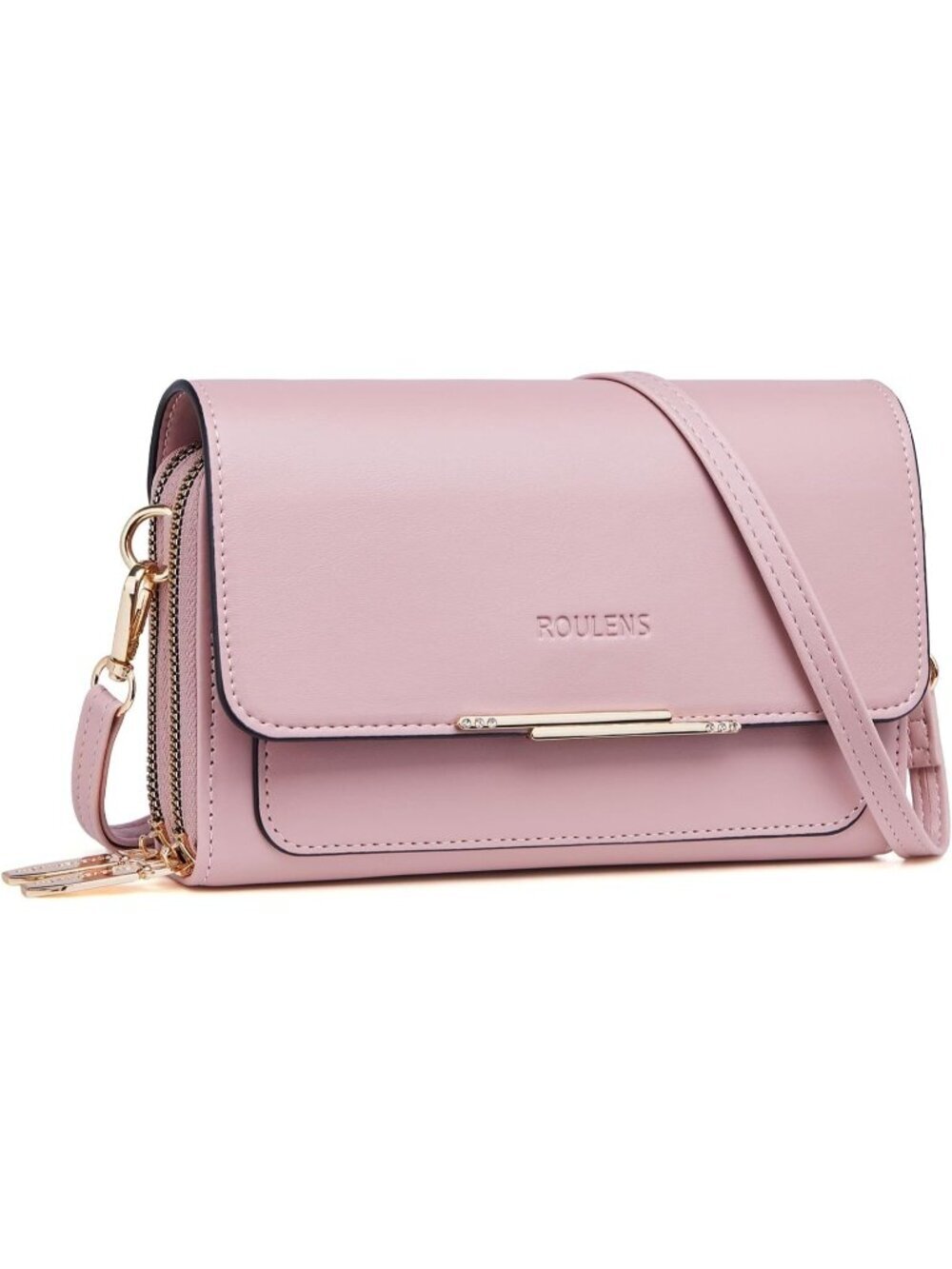 Roulens Women's Blush Leather Crossbody Shoulder Handbags with Credit Card Slots
